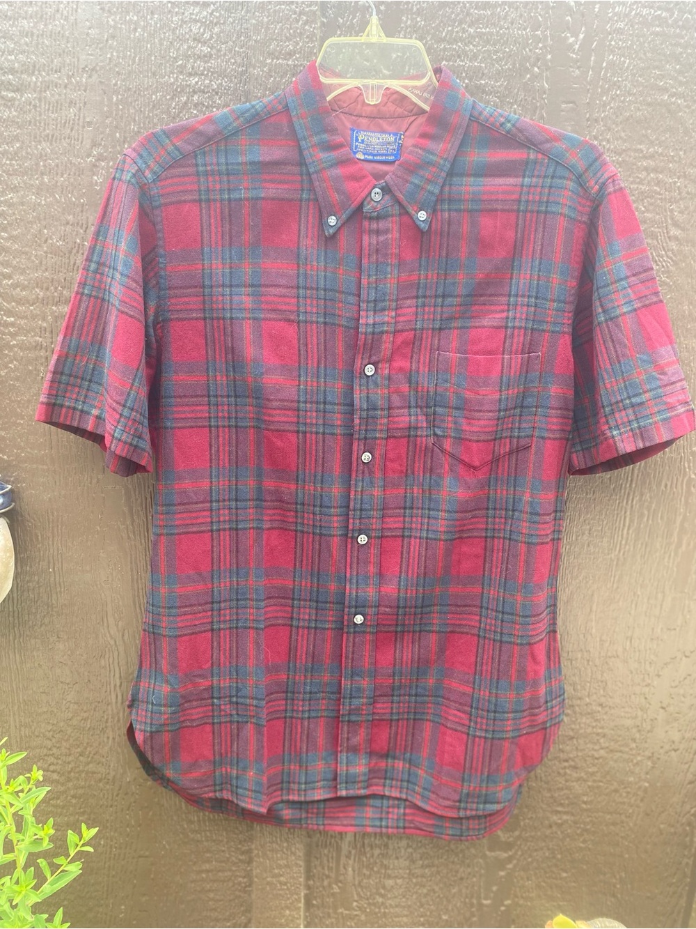 Pendleton Red and Green Plaid Short-Sleeve Button-Down